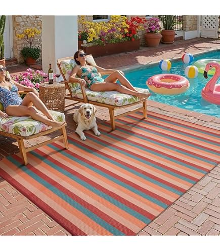 Amazon.com: ARTSHOWING Pink Navy Blue Striped Area Rug, 5' x 8